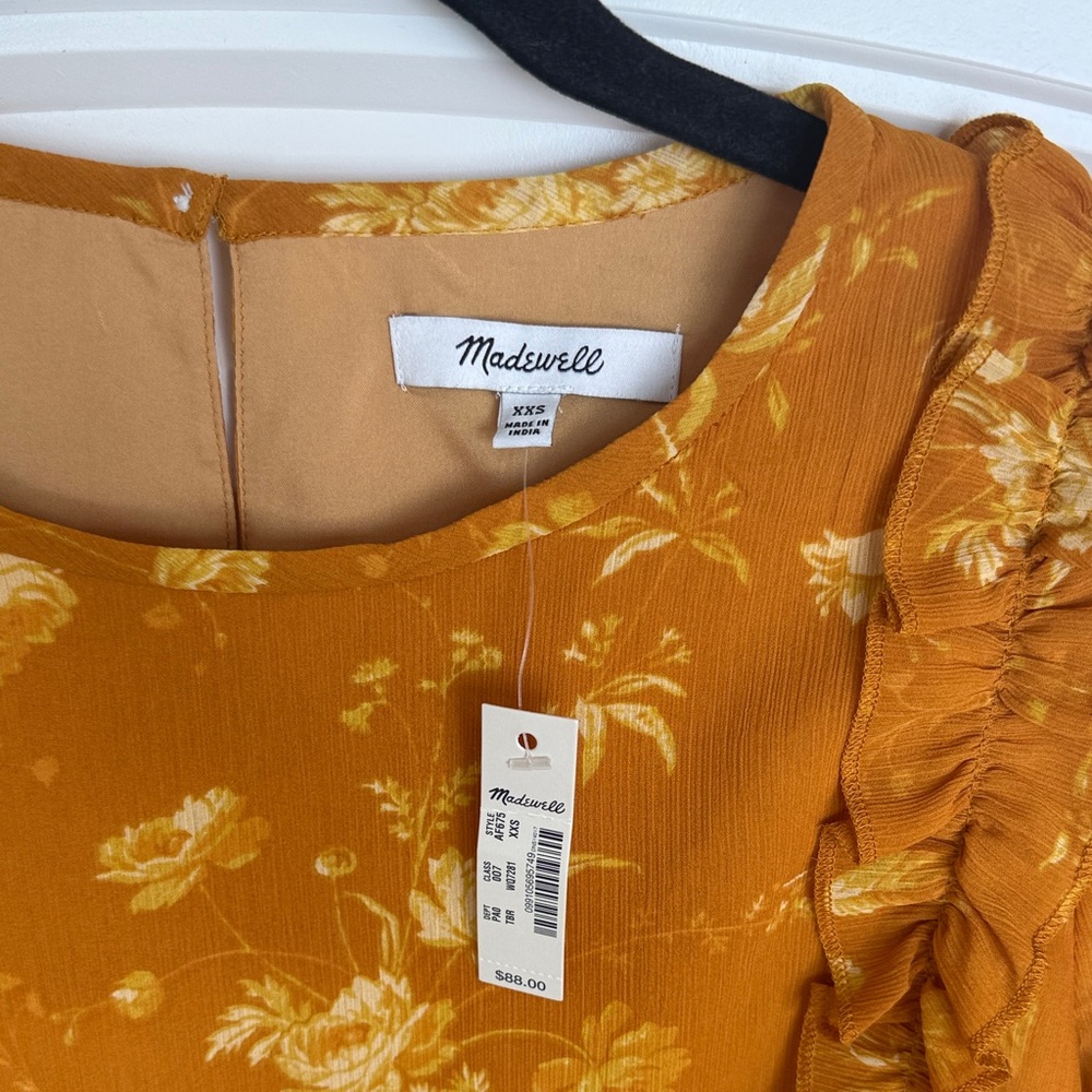 Madewell Floral Ruffle Peplum Blouse XXS NWT - Picture 12 of 15